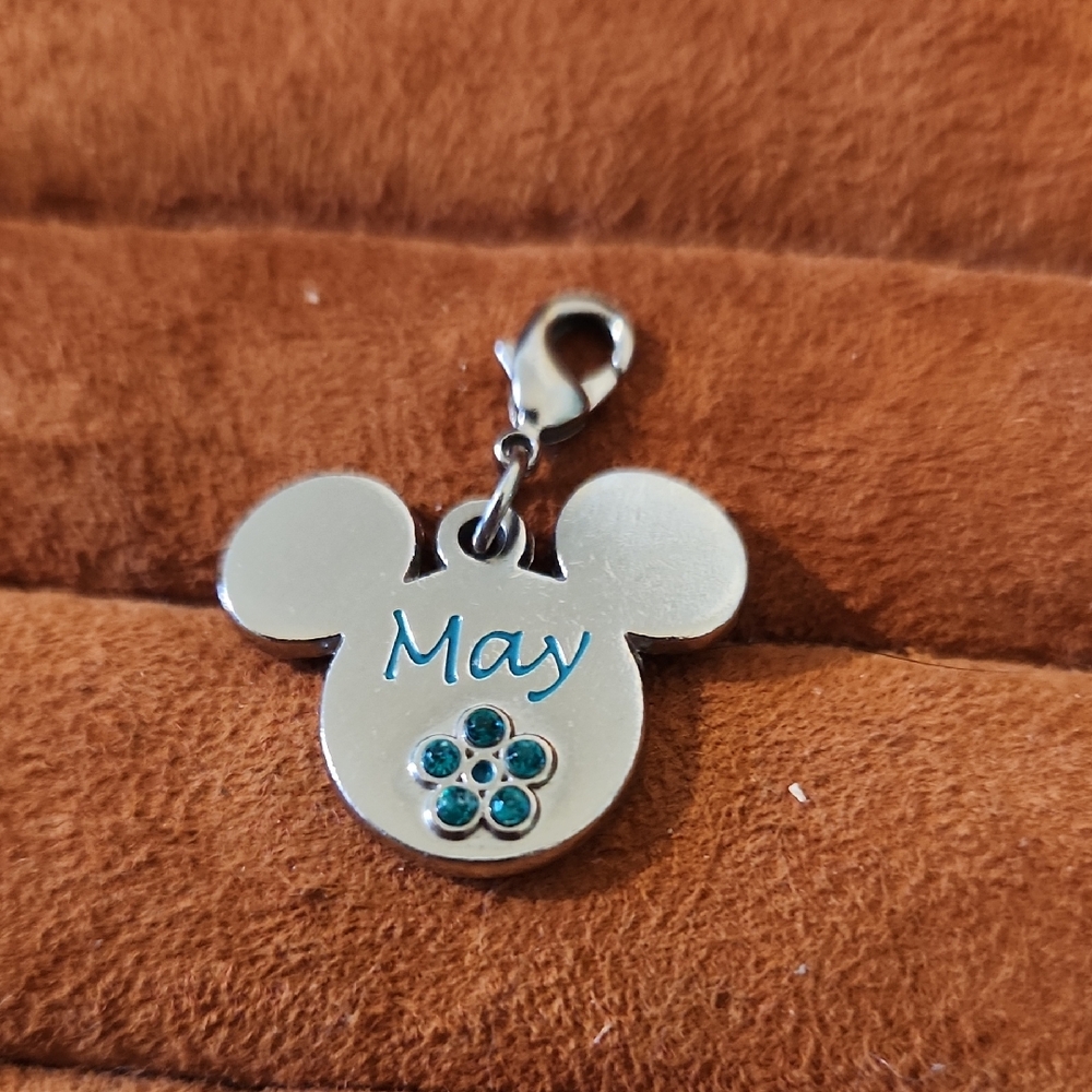 Mickey Mouse | Silvertone Charm | May Birthstone |